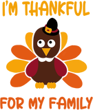 Thankful For My Family Turkey Thanksgiving Turkey Lovers T-Shirt