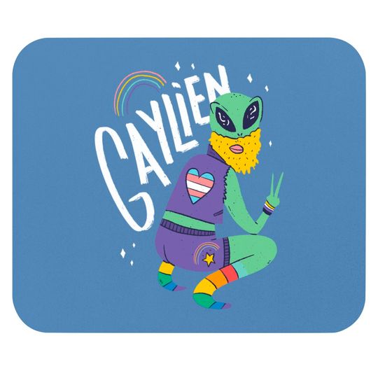 Gay Alien Gaylien Illustration LGBTQ+ Cartoon Mouse Pads