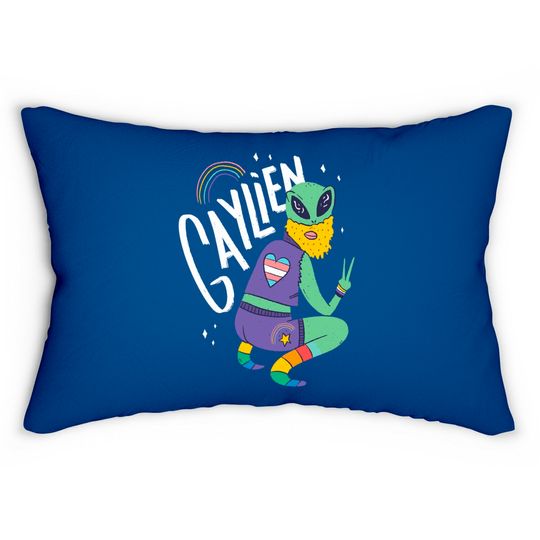 Gay Alien Gaylien Illustration LGBTQ+ Cartoon Lumbar Pillows