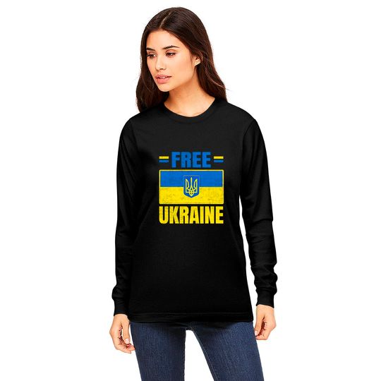 Ukraine Free Shirts American Support Ukrainians Ukraine Flag Long Sleeves