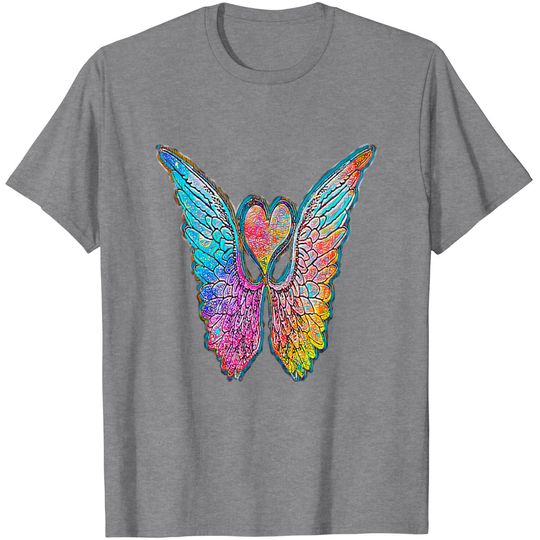 Rainbow Heart With Angel Wings Love T Shirt