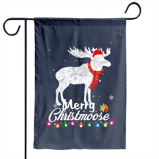 Merry Christmoose: Funny Christmas Moose Pajama Garden Flag
