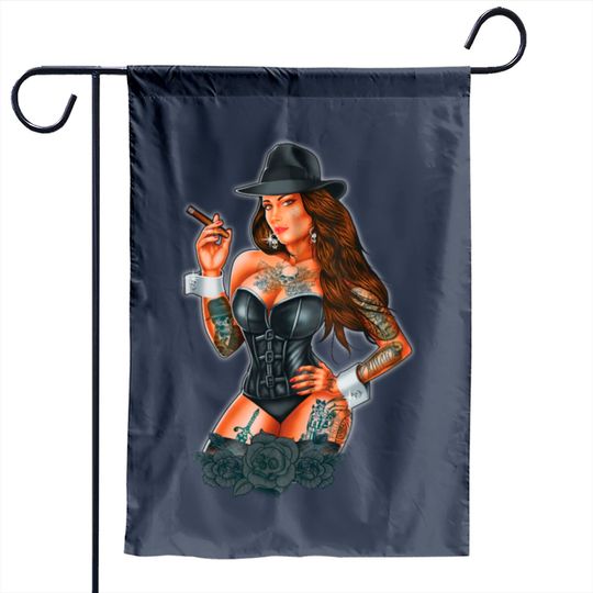 Gangster Chick With Cigar Garden Flag