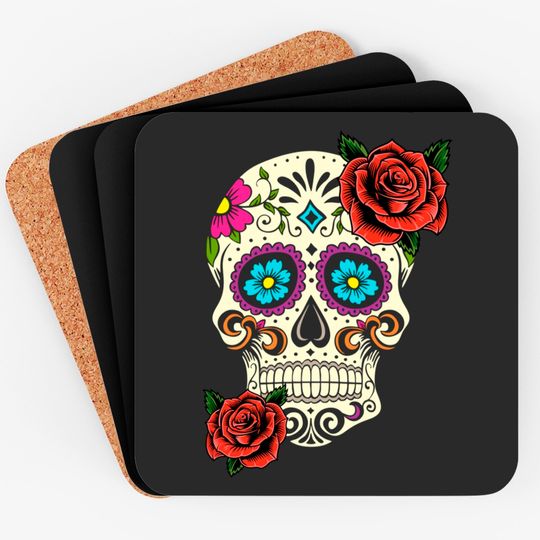 Dia De Los Muertos Floral Sugar Skull T Coasters For Women Girl Coasters