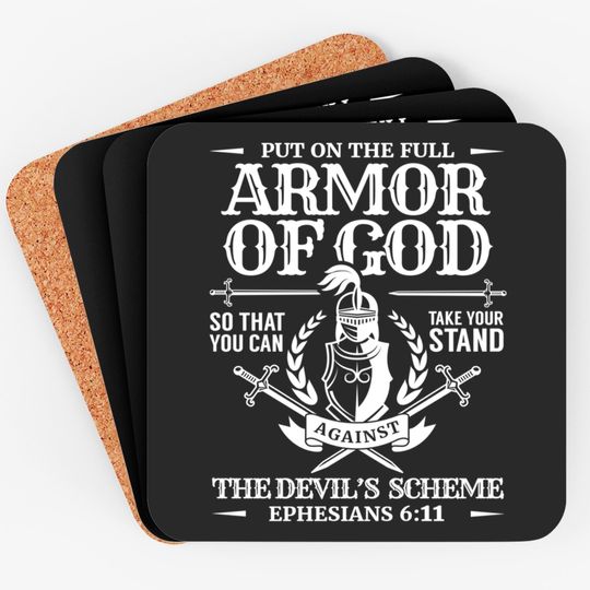 Armor of God Christian Bible Verse Religious Coasters