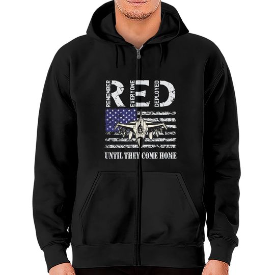 RED Friday Military Shirts Air Force USAF US Flag Veteran Zip Hoodies