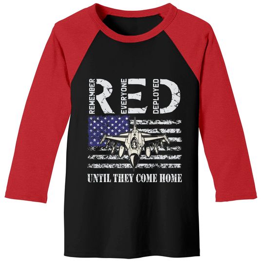 RED Friday Military Shirts Air Force USAF US Flag Veteran Baseball Tees