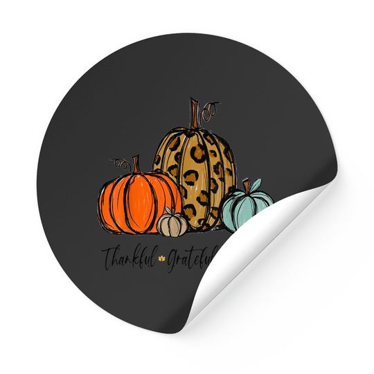 Thankful Grateful Blessed Pumpkin Thanksgiving Day Gift Sticker