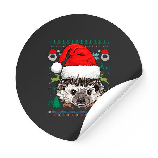 Hedgehog Ugly Christmas Santa Sticker
