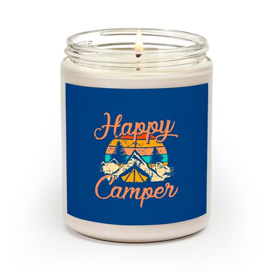 Happy Camper Scented candle For Women Camping Scented candle Scented Candles Funny Cute Graphic Scented candle Short Sleeve Letter Print Casual Scented candle Tops