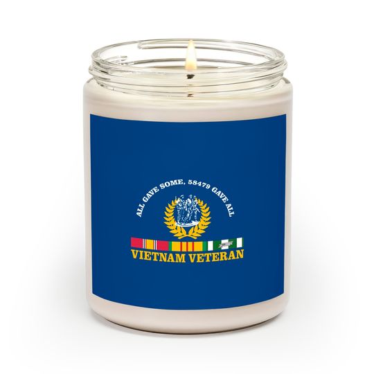 Vetfriends.com Vietnam Veteran All Gave Some 58,479 Gave All Scented Candles With Three Soldiers Statue And Service Ribbon