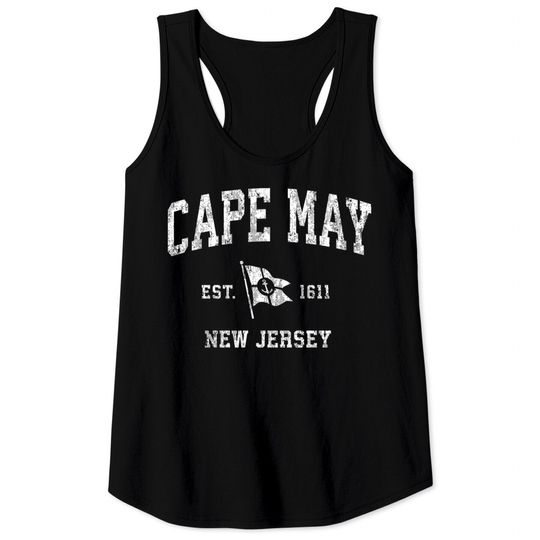 Cape May NJ Vintage Nautical Boat Anchor Flag Sports Tank Top