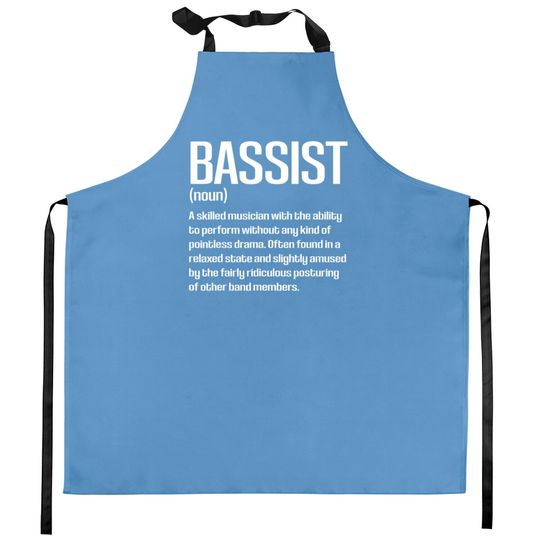 Funny Bass Player Bassist Definition Kitchen Aprons