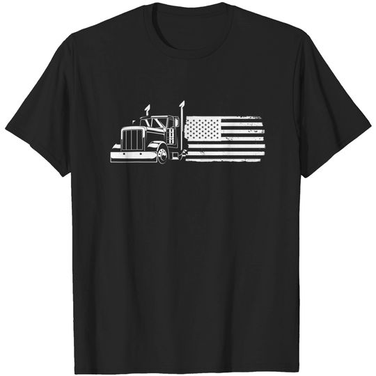 Truck Driver American Flag T-Shirt