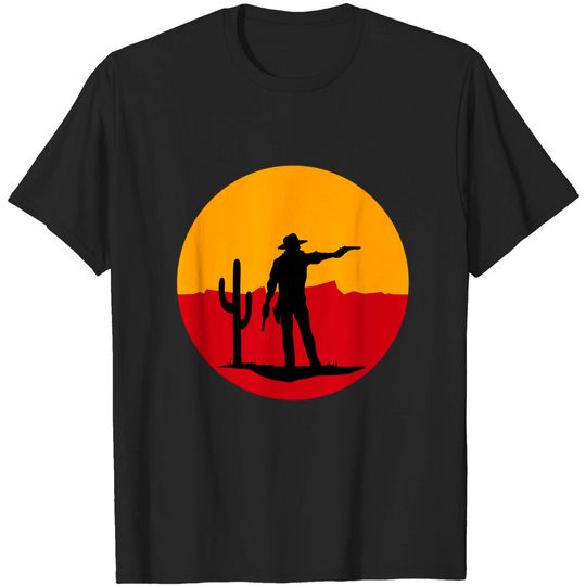 Red Outlaw Cowboy In The Wasteland Premium T Shirt