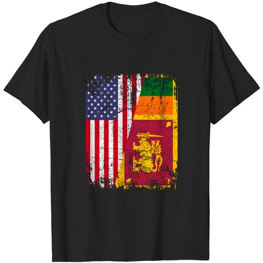 SRI LANKAN ROOTS | Half American Flag | USA SRI LANKA FLAG T-Shirt