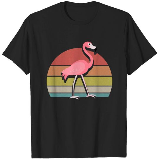 Flamingo Shirt Sunset Retro Vintage 70s Animal Nature Lovers - Flamingo - T-Shirt