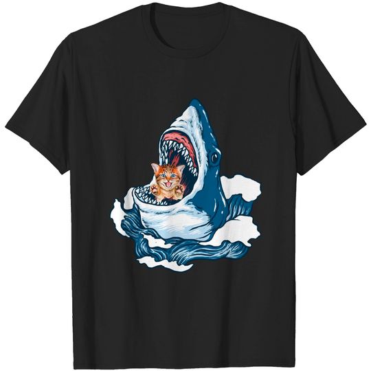shark eating a cat gift for shark lovers - Shark Eating A Cat - T-Shirt