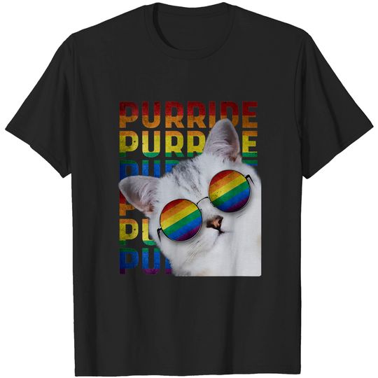 Womens Purride Gay Pride Tee For Women Men Lgbt Rainbow Cat Lover T-shirt