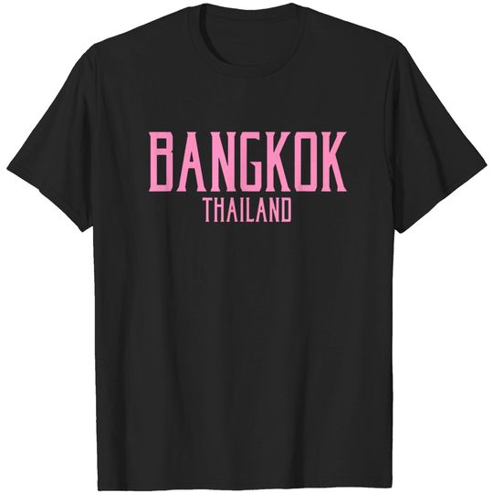 Bangkok Thailand Vintage Text Pink T Shirt