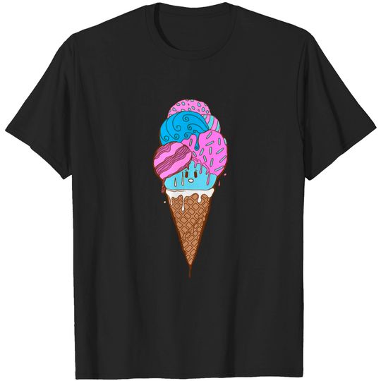 Cotton Candy Cute Ice Cream Cone - Ice Cream Cone - T-Shirt