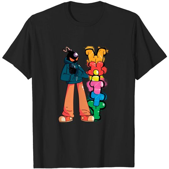 Whitty mod character with graffiti (Friday Night Funkin Vs Whitty) - Fnf Game - T-Shirt