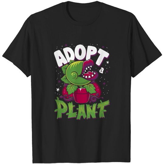 Adopt a Plant - Kawaii Cartoon Venus Flytrap - Creepy Cute Musical Horror - Little Shop Of Horrors - T-Shirt