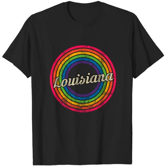 Louisiana - Retro Rainbow Faded-Style - Louisiana - T-Shirt