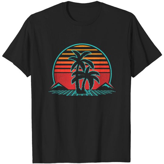 Palm Tree Retro Tropical Beach 80s Style T-Shirt