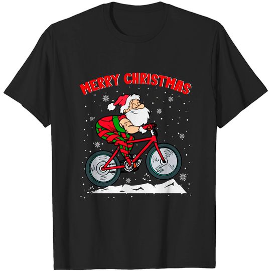 Merry Christmas Christmas Santa Mountain Biking Biker T-Shirt