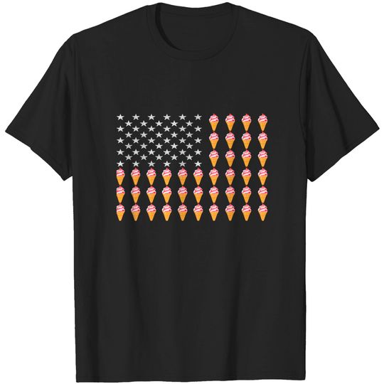 American Ice Cream Flag Apparel Gift for 4th of the July - Ice Cream Flag - T-Shirt