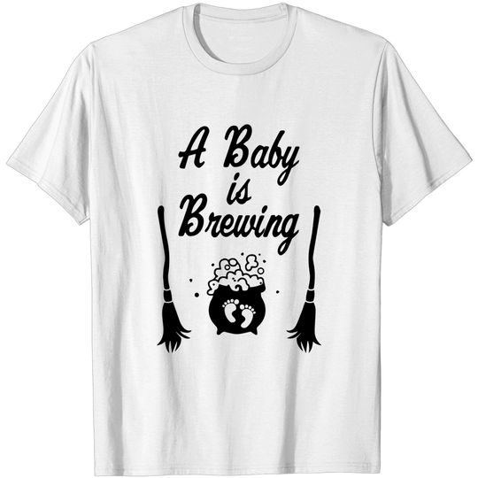 A Baby is Brewing Halloween Witch stick Spooky is Brewing T-Shirt