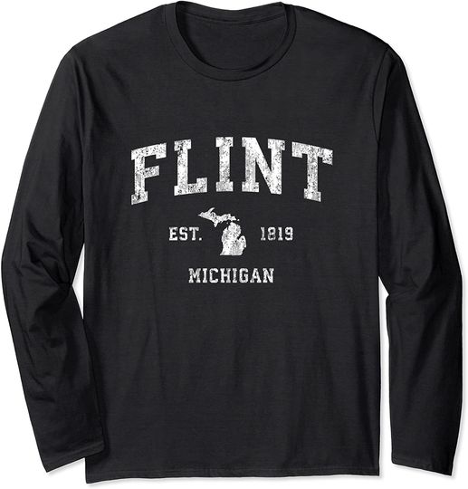 Flint Michigan MI Vintage Athletic Sports Design Long Sleeve