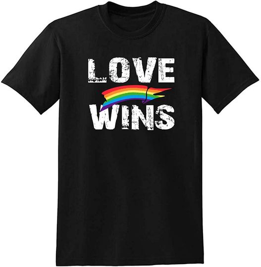 Love Wins - Rainbow Heart - Peace & Love LGBT Mens T-Shirt