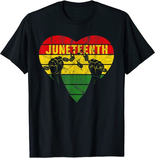 Juneteenth Retro Heart Emancipation Day Melanin Black Pride T-Shirt