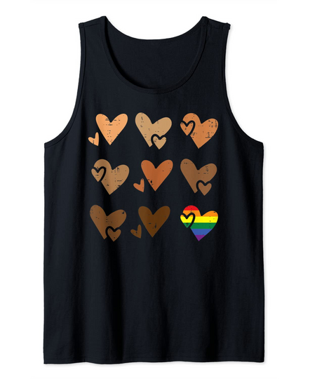 Black Lives Matter Hearts Brown Skin BLM LGBTQ Gay Pride Tank Top