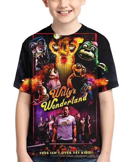 Willy's Joyful Wonderland T Shirt Kids Youth 3D Print Short Sleeve for Boys Girls,Black,