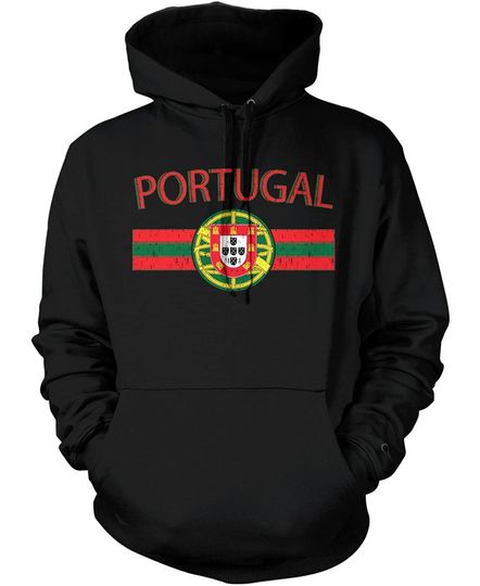 Amdesco Men's Portugal Flag and Portuguese Shield Crest Hooded