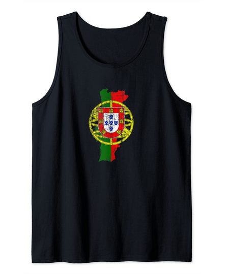 Portuguese Map and Flag Souvenir Distressed Portugal Tank Top