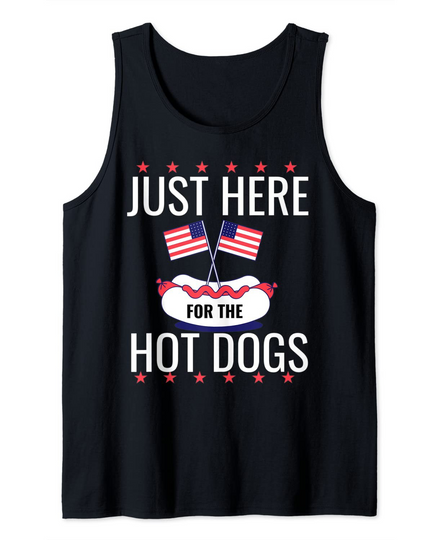 Just Here For The Hot Dogs USA Flag Tank Top