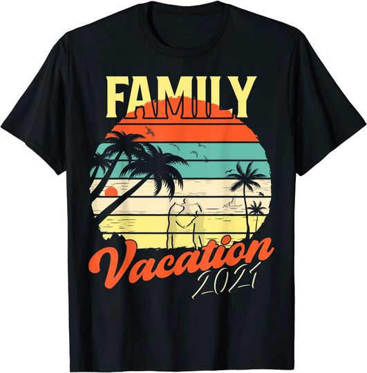 Family Vacation 2021 Vintage T-Shirt Summer Beach Palm Tree