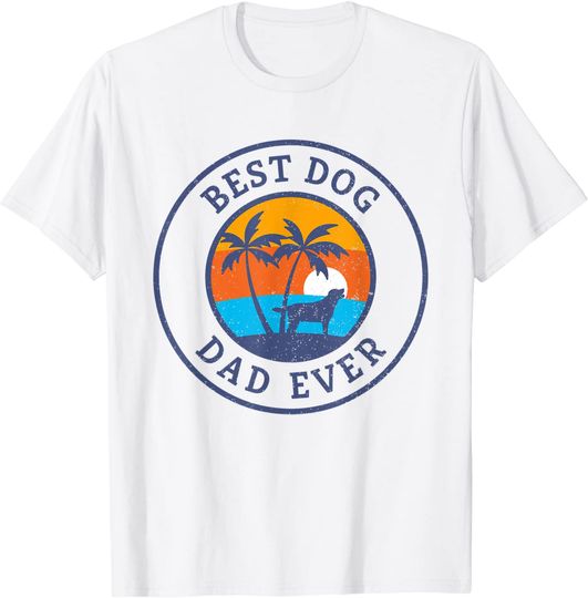 Best Dog Dad Ever Labrador Vintage T-shirt Sun Paradise Palm Trees