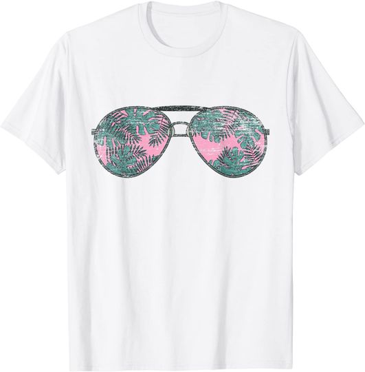 Coconut Palm Leaves Summer Vacation Tropical Sunglasses T-Shirt