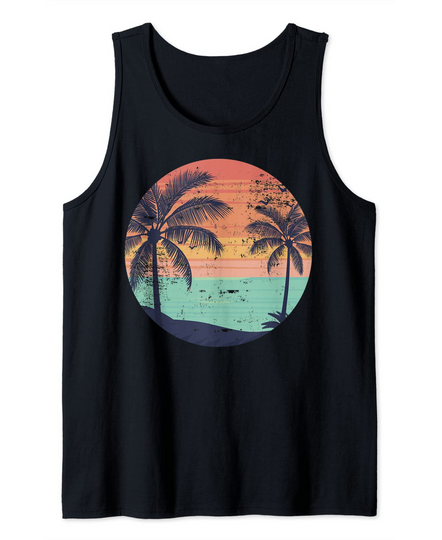 Summer Vacation Palm Tree Sunset Tank Top