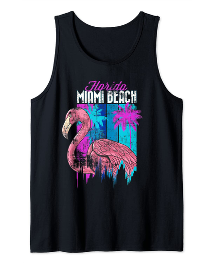 Florida Miami Beach Flamingo Palm Tree Tank Top