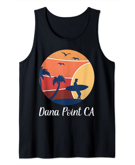 Dana Point CA California Vintage Tank Top Surfing Sunset