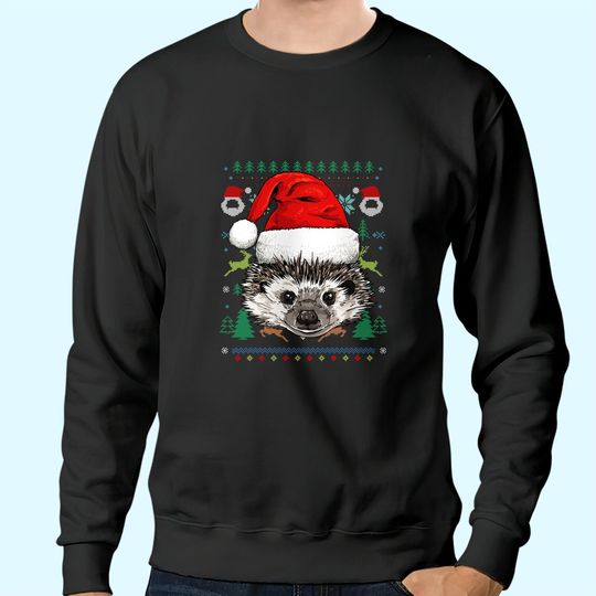 Hedgehog Ugly Christmas Santa Sweatshirts