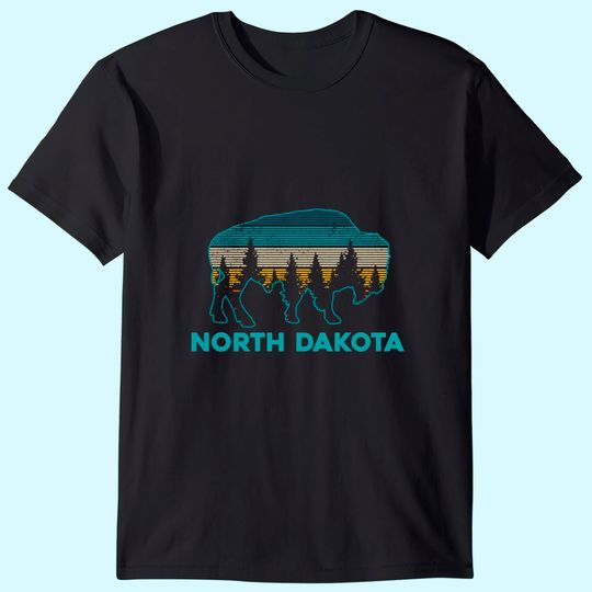 North Dakota Bison Vintage American Buffalo Souvenir T Shirt