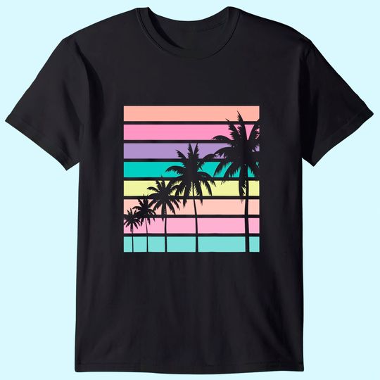 Pastel T-shirt Palm Tree Vacation Beach