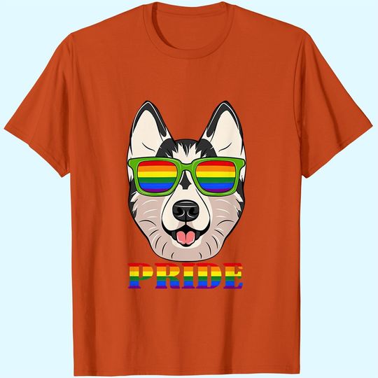 Husky LGBT Flag Glass T-Shirt Flag LGBT Rights Gay Pride Month Transgender Pullover (Unisex T-Shirt; Black)